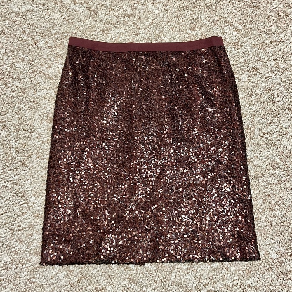 Gorgeous J. Crew Mauve Dark Pink Sequin Pencil Skirt Size 6 Lined